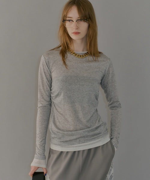 【yae】Sheer layering long T-shirts / シアーレアリングロングTシャツ