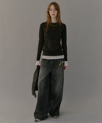 【yae】Sheer layering long T-shirts / シアーレアリングロングTシャツ