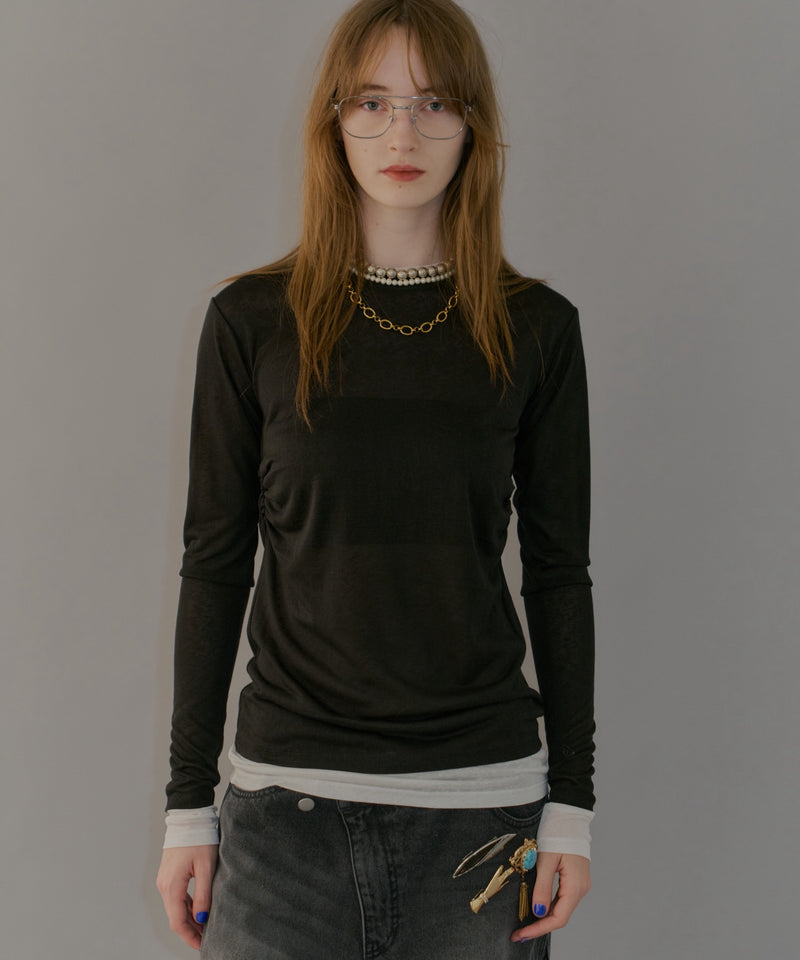 【yae】Sheer layering long T-shirts / シアーレアリングロングTシャツ