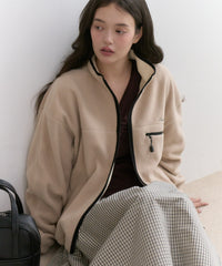【GIUNON】drawstring fleece zipup jacket / ドロストフリースジップアップジャケット
