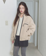 【GIUNON】drawstring fleece zipup jacket / ドロストフリースジップアップジャケット