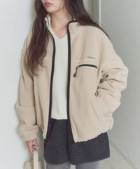 【GIUNON】drawstring fleece zipup jacket / ドロストフリースジップアップジャケット