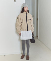 【GIUNON】drawstring fleece zipup jacket / ドロストフリースジップアップジャケット