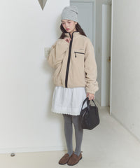 【GIUNON】drawstring fleece zipup jacket / ドロストフリースジップアップジャケット