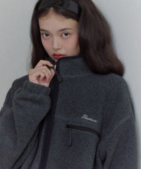 【GIUNON】drawstring fleece zipup jacket / ドロストフリースジップアップジャケット