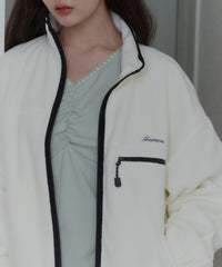 【GIUNON】drawstring fleece zipup jacket / ドロストフリースジップアップジャケット