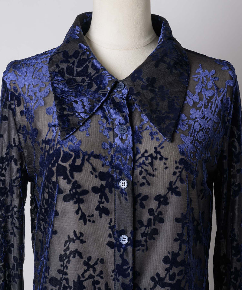yae】Sheer opal slim fit shirt / シアーオパールスリムフィット