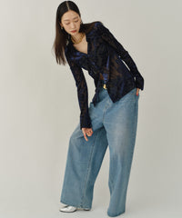 【yae】Sheer opal slim fit shirt / シアーオパールスリムフィットシャツ