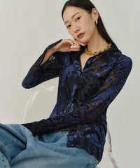 【yae】Sheer opal slim fit shirt / シアーオパールスリムフィットシャツ