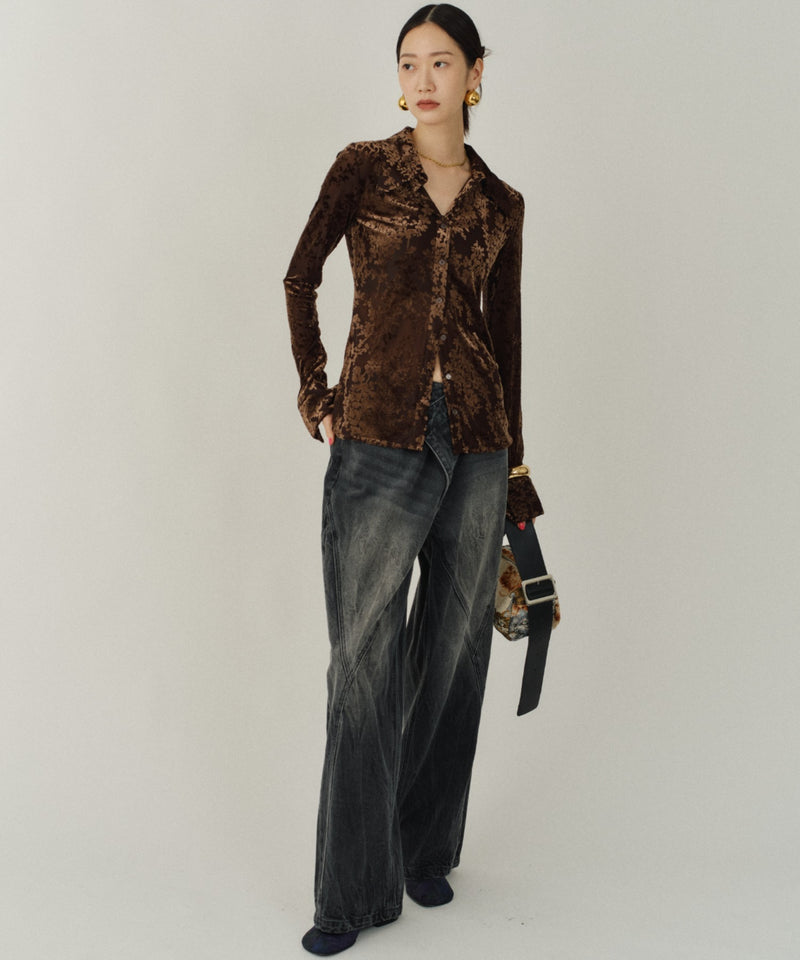 【yae】Sheer opal slim fit shirt / シアーオパールスリムフィットシャツ