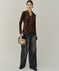 【yae】Sheer opal slim fit shirt / シアーオパールスリムフィットシャツ