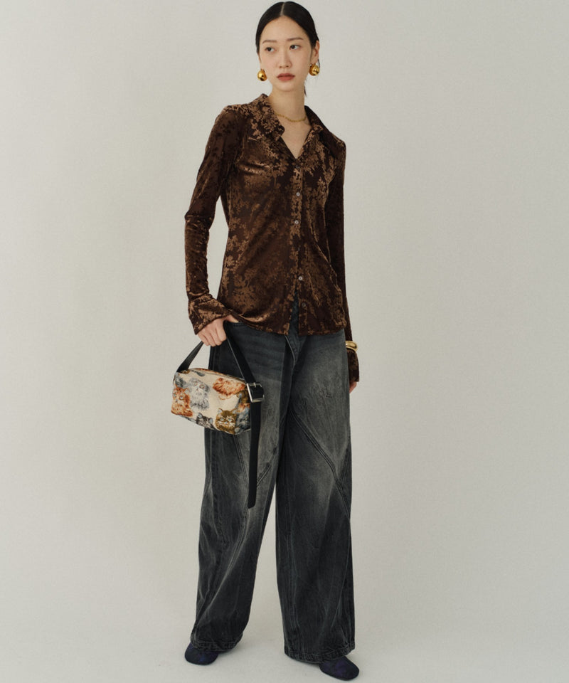 【yae】Sheer opal slim fit shirt / シアーオパールスリムフィットシャツ