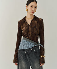 【yae】Sheer opal slim fit shirt / シアーオパールスリムフィットシャツ