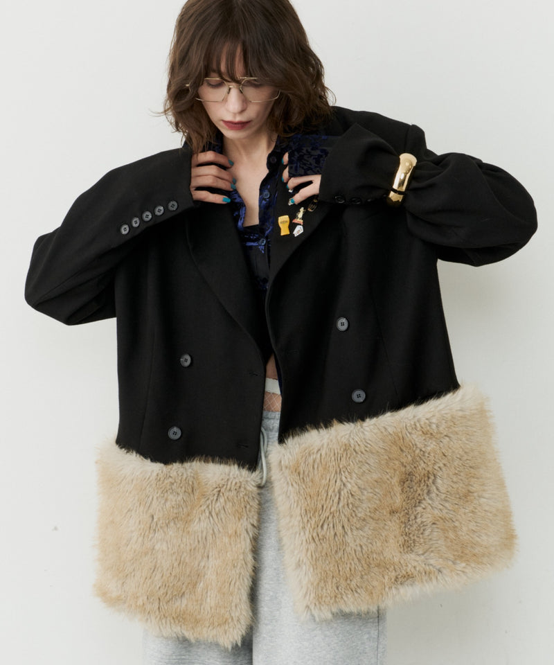 yae】Fur blocking coat / ファーブロッキングコートジャケット – LA