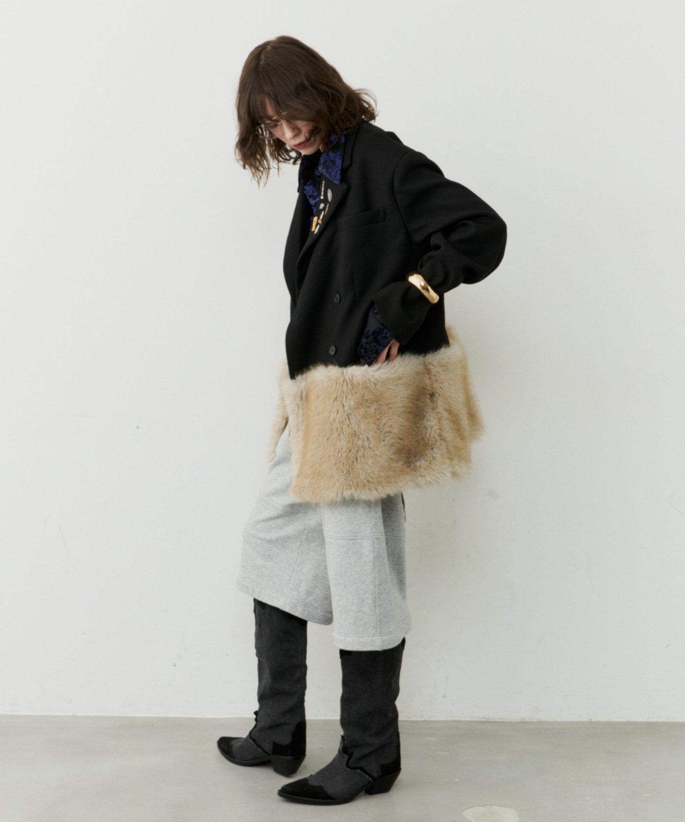 yae】Fur blocking coat / ファーブロッキングコートジャケット – LA