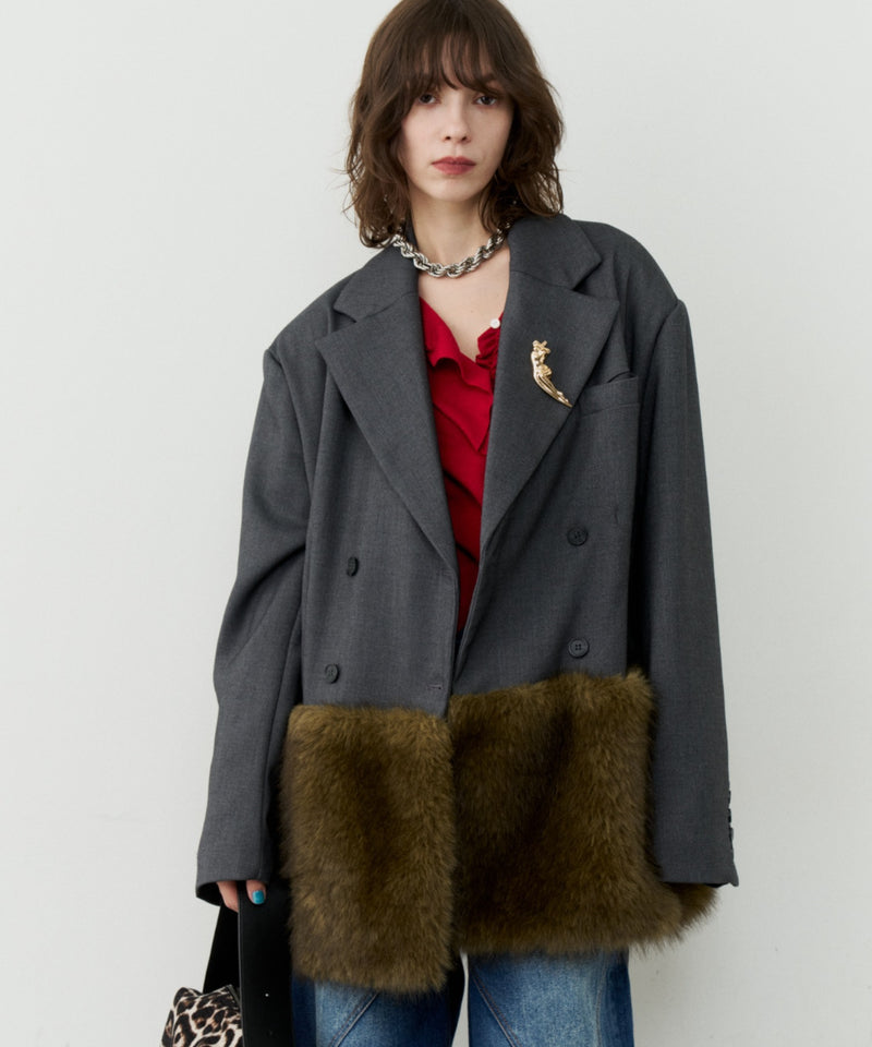 yae】Fur blocking coat / ファーブロッキングコートジャケット – LA