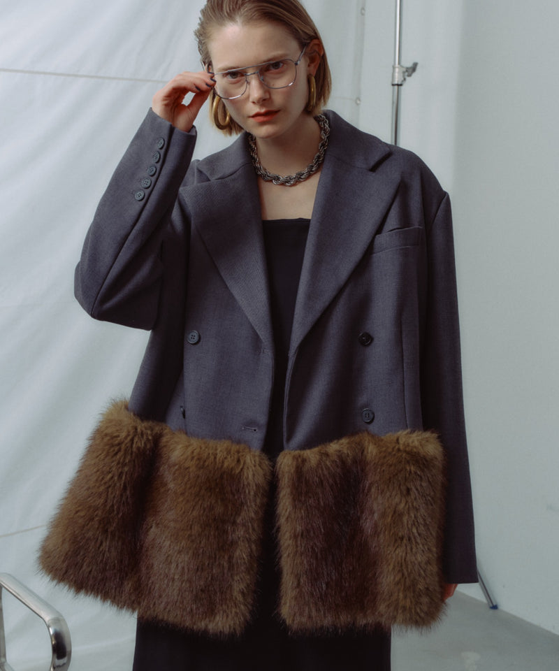 yae】Fur blocking coat / ファーブロッキングコートジャケット – LA