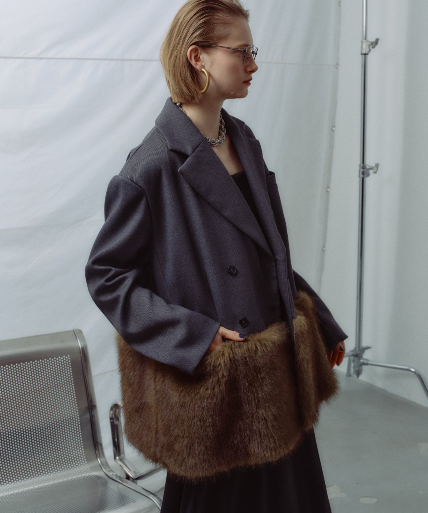 yae】Fur blocking coat / ファーブロッキングコートジャケット – LA