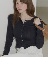 【GIUNON】eyelet scallop soft cardigan / アイレットスカラップソフトカーディガン