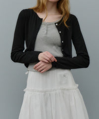 【GIUNON】eyelet scallop soft cardigan / アイレットスカラップソフトカーディガン