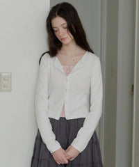 【GIUNON】eyelet scallop soft cardigan / アイレットスカラップソフトカーディガン
