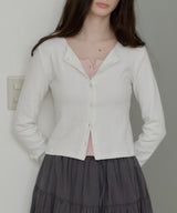 【GIUNON】eyelet scallop soft cardigan / アイレットスカラップソフトカーディガン