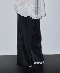 【再入荷予約】深スリットコンシール×レースデザインワイドパンツ