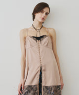 【予約】ボタンディテールサテンレースキャミチュニック