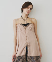 【予約】ボタンディテールサテンレースキャミチュニック