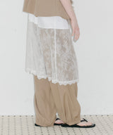 【J1U by LA BELLE ETUDE】フロント裾ZIPチュールフリルデザインパンツ