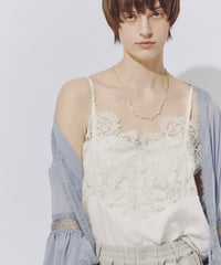 【一部カラー予約】モチーフレース×サテンキャミ