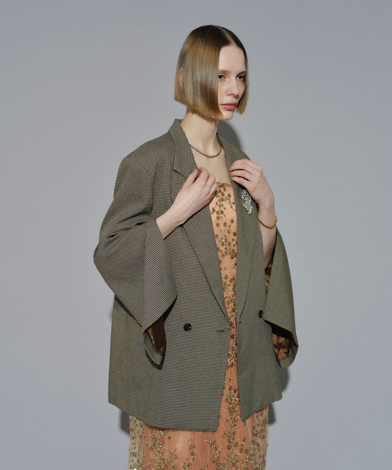 【yae】Asymmetry check jacket / アシンメトリーチェックジャケット