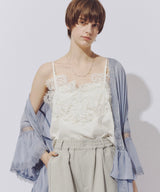 【一部カラー予約】モチーフレース×サテンキャミ