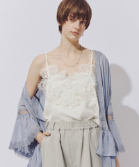 【一部カラー予約】モチーフレース×サテンキャミ