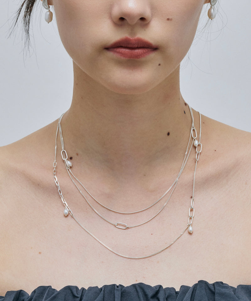 【loni】Silver925 Random Chain Pearl Necklace