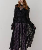 【J1U by LA BELLE ETUDE】vintage調ストライプフラワー総レースドレスOP