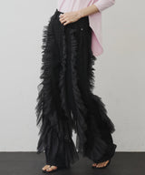 【再入荷】デニム×ギャザーチュールパンツ