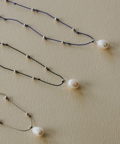 【loni】 Silver925 Silk Cord Pearl Necklace