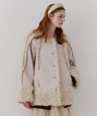 【予約】【J1U by LA BELLE ETUDE】ノーカラームートンライクボンディングコート