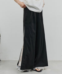 【予約】深スリットコンシール×レースデザインワイドパンツ