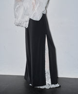 【再入荷予約】深スリットコンシール×レースデザインワイドパンツ