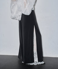 【再入荷予約】深スリットコンシール×レースデザインワイドパンツ