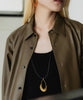 【loni】Letterring Leaf Plate Long Necklace