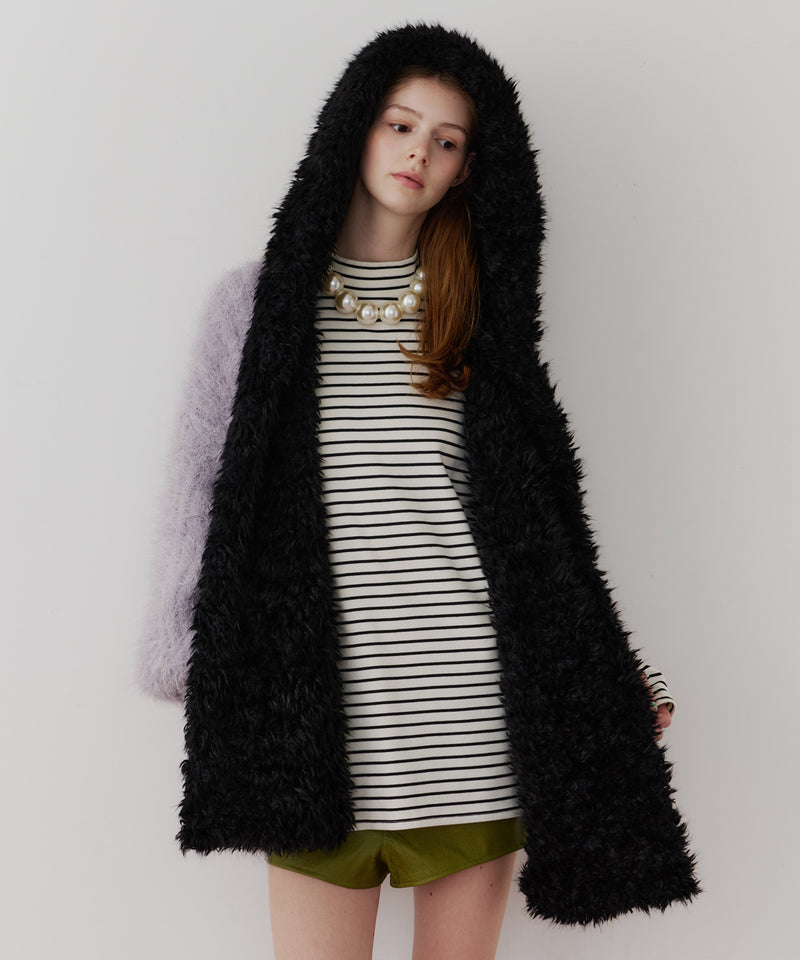 【予約】【J1U by LA BELLE ETUDE】ムートンライクボンディングフードマフラー