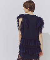 【予約】チュールギャザーフリルカットトップス