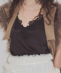 【予約開始待ち】レースモチーフマットサテンキャミ