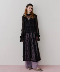 【J1U by LA BELLE ETUDE】vintage調ストライプフラワー総レースドレスOP