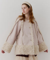 【予約】【J1U by LA BELLE ETUDE】ノーカラームートンライクボンディングコート