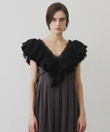 【予約】レースVネックギャザーフリルつけ衿