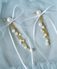 【J1U by LA BELLE ETUDE】longリボン×チェーン×パールデザインピアス